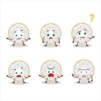 Cartoon character of vanilla donut with what expression vector