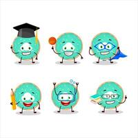 School student of vanilla blue donut cartoon character with various expressions vector