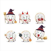 Halloween expression emoticons with cartoon character of vanilla donut vector