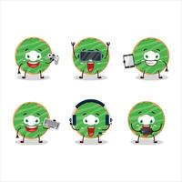 Cocopandan donut cartoon character are playing games with various cute emoticons vector