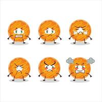 Orange cream donut cartoon character with various angry expressions vector