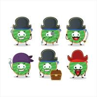 dibujos animados personaje de cocopandan rosquilla con varios piratas emoticones vector