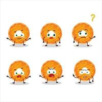 Cartoon character of orange cream donut with what expression vector