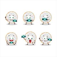 Photographer profession emoticon with vanilla donut cartoon character vector