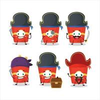 Cartoon character of french fries with various pirates emoticons vector