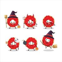 Halloween expression emoticons with cartoon character of raspberry donut vector