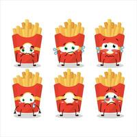 francés papas fritas dibujos animados personaje con triste expresión vector