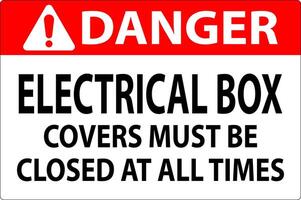 Danger Sign Electrical Box Covers Must Be Closed At All Times vector