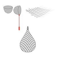 Fishing net on white background, closeup view.Fishing Landing net isolated on white.Fishing net with space for your text. vector