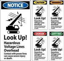 Danger Sign Look Up Hazardous Voltage Lines Overhead vector