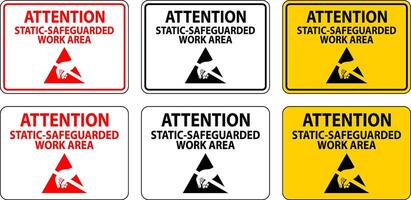 Static Warning Sign Attention - Static-Safeguarded Work Area vector