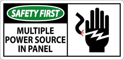 Safety First Sign Multiple Power Source In Panel vector