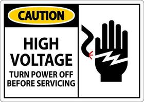 Caution Sign High Voltage - Turn Power Off Before Servicing vector