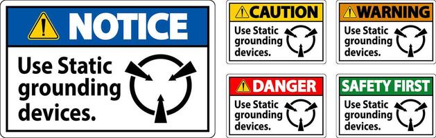 Warning Sign Use Static Grounding Devices vector