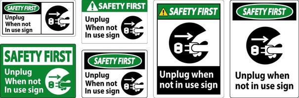 Safety First Unplug When Not In Use Symbol Sign vector