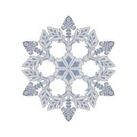 Hand drawn watercolor blue and silver snowflakes, water ice crystal frozen in winter. Illustration, single object isolated on white background. Design for holiday poster, print, website, card, booklet vector