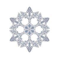 Hand drawn watercolor blue and silver snowflakes, water ice crystal frozen in winter. Illustration, single object isolated on white background. Design for holiday poster, print, website, card, booklet vector