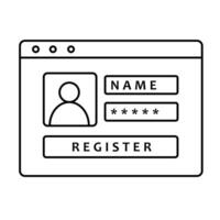 afiliación registro, creando un usuario perfil, cuenta configuración, matriculando en un plataforma, apertura un usuario cuenta, registrando para un cuenta vector línea icono con editable ataque.