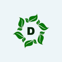 leaf and letter d logo design vector