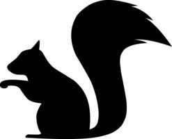 Squirrel eats acorn silhouette icon vector illustration. Simple squirrel icon for fall season design. Autumn graphic resource for icon, sign, symbol or decoration. Silhouette of squirrel and acorn