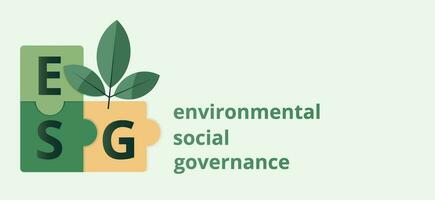 ESG banner. An abbreviation in the form of puzzles. Environment, Social, Governance. vector