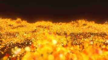 Yellow orange waves from energy particles magical glowing high tech futuristic light dots abstract background video