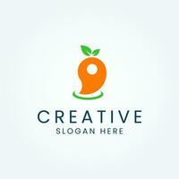 Modern Mango logo design with location icon template vector