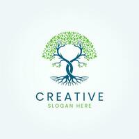 Nature Circle tree landscapes logo design vector image