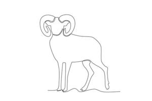 Single one line drawing of a sheep. Continuous line draw design graphic vector illustration.