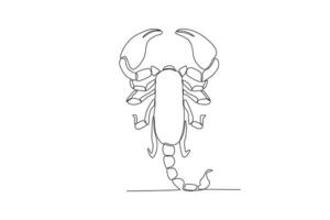 A single continuous line drawing of an scorpion for the farm's logo identity.  Single line drawing graphic design vector illustration