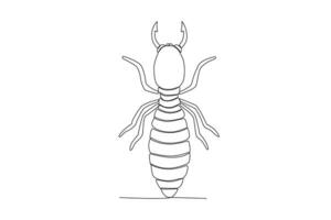 A single continuous line drawing of an termite for the farm's logo identity.  Single line drawing graphic design vector illustration