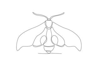 A single continuous line drawing of an moth for the farm's logo identity.  Single line drawing graphic design vector illustration