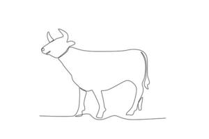 soltero uno línea dibujo de un vaca. continuo línea dibujar diseño gráfico vector ilustración.