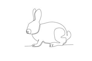 Single one line drawing of a rabbit. Continuous line draw design graphic vector illustration.