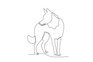 Single one line drawing of a wolf. Continuous line draw design graphic vector illustration.