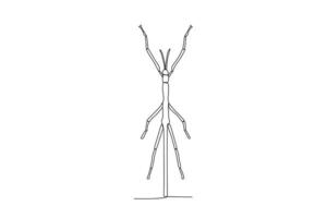 A single continuous line drawing of an stick bug for the farm's logo identity.  Single line drawing graphic design vector illustration