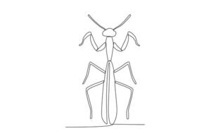 A single continuous line drawing of an mantis for the farm's logo identity.  Single line drawing graphic design vector illustration