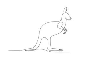 Single one line drawing of a kangaroo. Continuous line draw design graphic vector illustration.