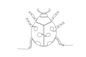 A single continuous line drawing of an ladybug for the farm's logo identity.  Single line drawing graphic design vector illustration