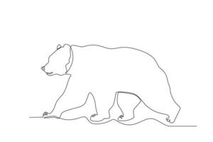 Single one line drawing of a bear. Continuous line draw design graphic vector illustration.