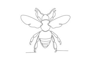 A single continuous line drawing of an bee for the farm's logo identity.  Single line drawing graphic design vector illustration