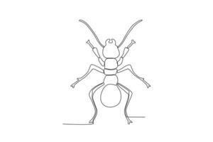 A single continuous line drawing of an ant for the farm's logo identity.  Single line drawing graphic design vector illustration