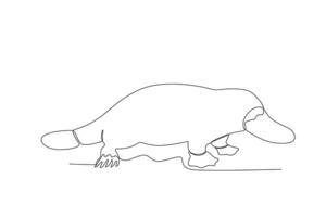 Single one line drawing of a platypus. Continuous line draw design graphic vector illustration.