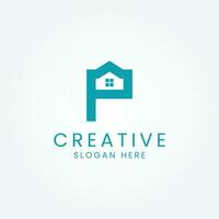 Abstract Letter P Home Logo Design Vector Image
