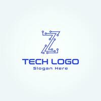 letra z tecnología línea punto conexión logo diseño vector