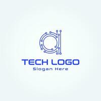 letra un tecnología línea punto conexión logo diseño vector