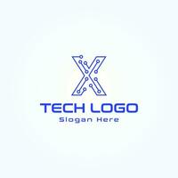 letra X tecnología línea punto conexión logo diseño vector