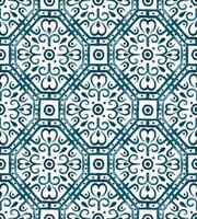watercolor seamless pattern arabesque. oriental geometric ornament in blue color, hand drawing vector