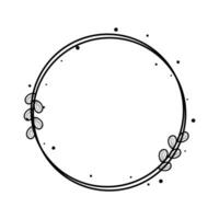 Circle Floral Frame Line Art Illustration Free Vector Element