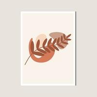 Aesthetic Leaf with Abstract Shape , Boho , Canvas , decoration vector